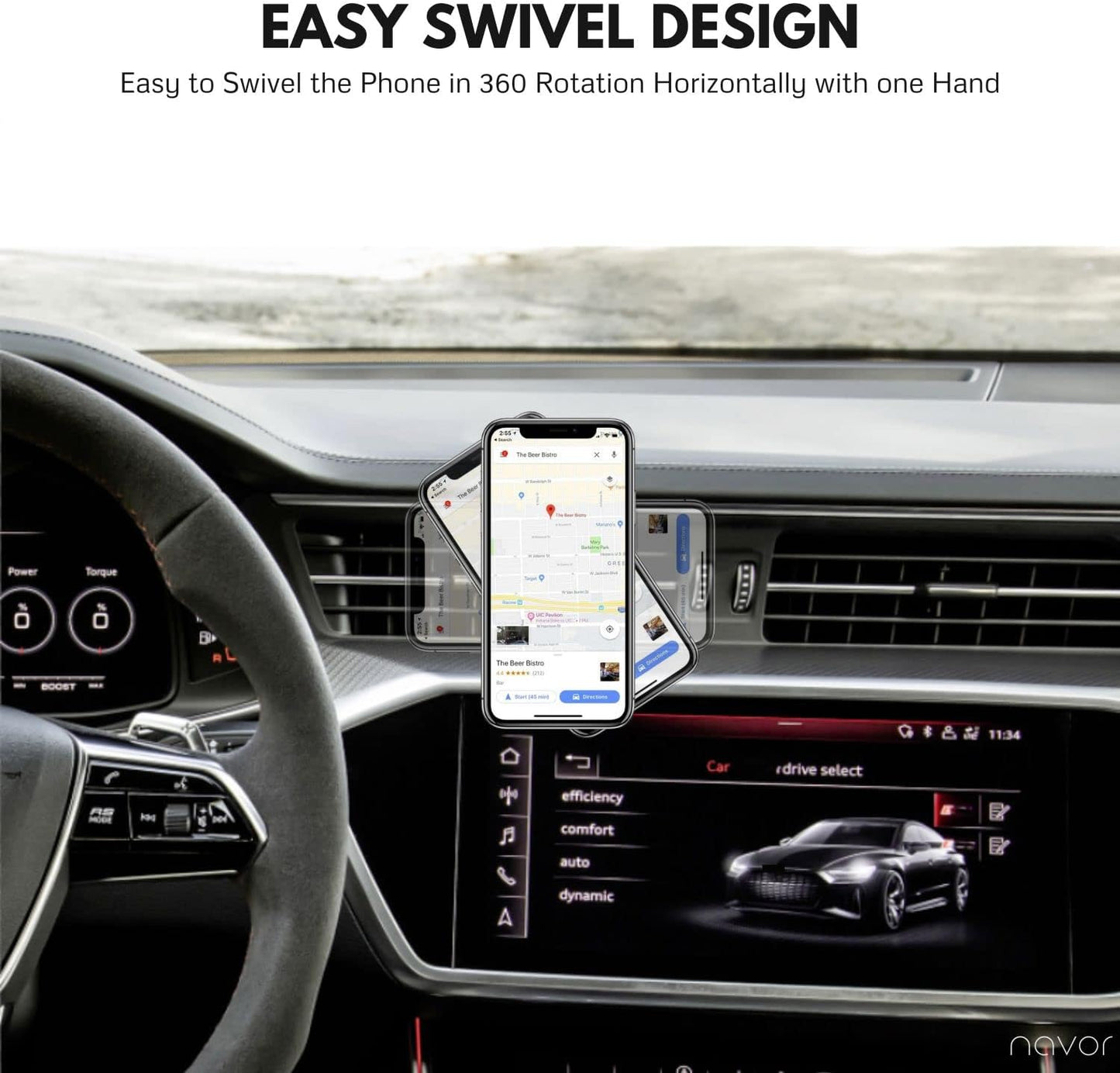 Universal Air Vent Magnetic Car Mount Holder in Black - Car Phone Holder Mount with Fast Swift-Snap Technology - Cell Phone Holder for Phones and Mini Tablets - Magnetic Phone Mount - 3 Pack