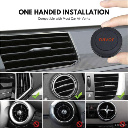 Universal Air Vent Magnetic Car Mount Holder in Black - Car Phone Holder Mount with Fast Swift-Snap Technology - Cell Phone Holder for Phones and Mini Tablets - Magnetic Phone Mount - 3 Pack