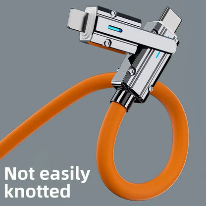 120W 4-in-1 USB Type C to Type C and Lightning Fast Charging Data Cable for iPhone 11-15 Pro Max and Samsung S24