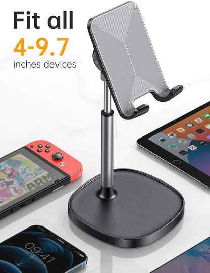 Cell Phone Stand Adjustable for Iphone Phone Holder for Desk, Office Desk Accessories Computer PC for Iphone Stand Gaming Essentials Fit Otterbox Case Phones Switch Kindle Ipad Air Tablet 4-10In
