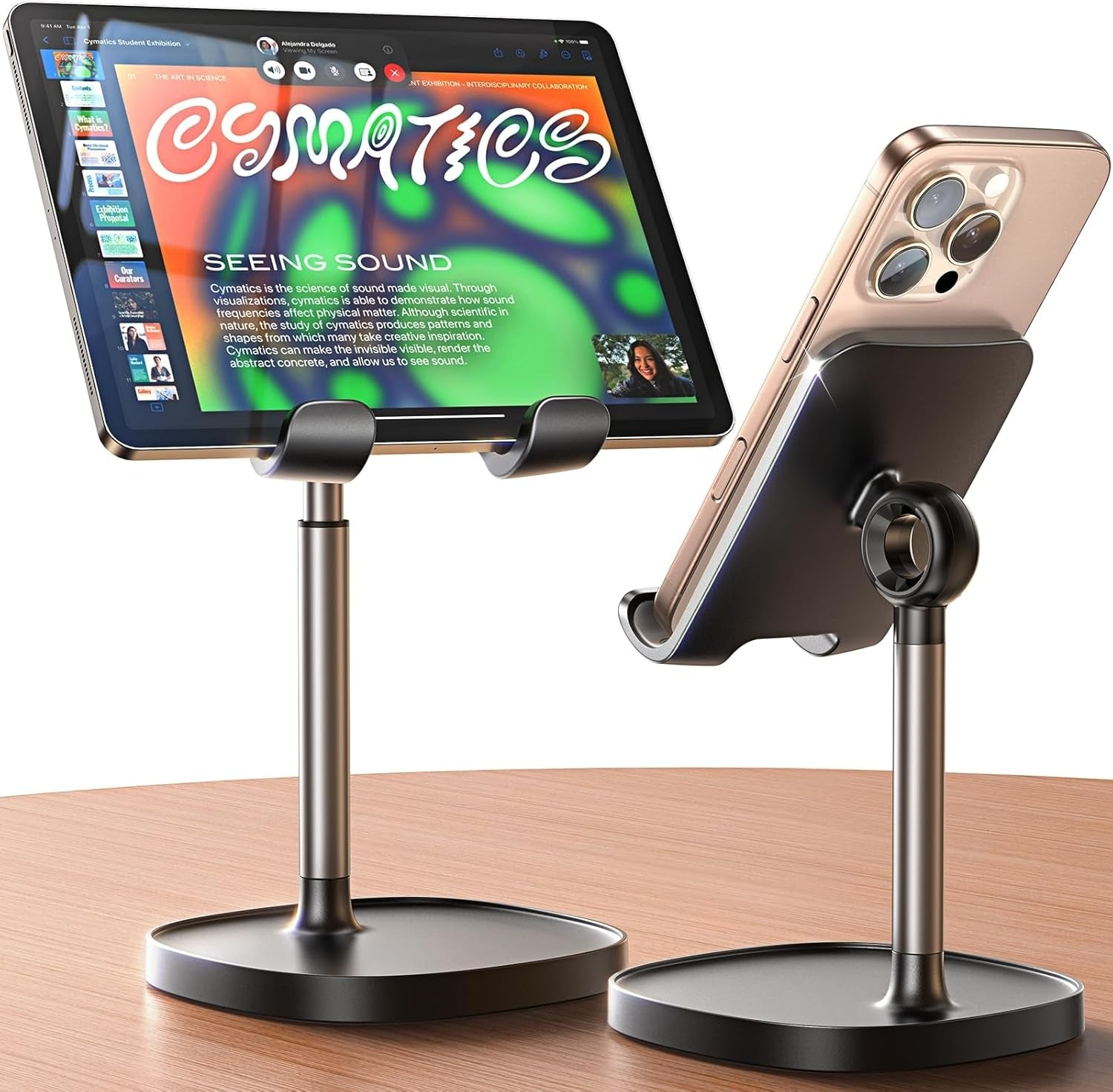 Cell Phone Stand Adjustable for Iphone Phone Holder for Desk, Office Desk Accessories Computer PC for Iphone Stand Gaming Essentials Fit Otterbox Case Phones Switch Kindle Ipad Air Tablet 4-10In